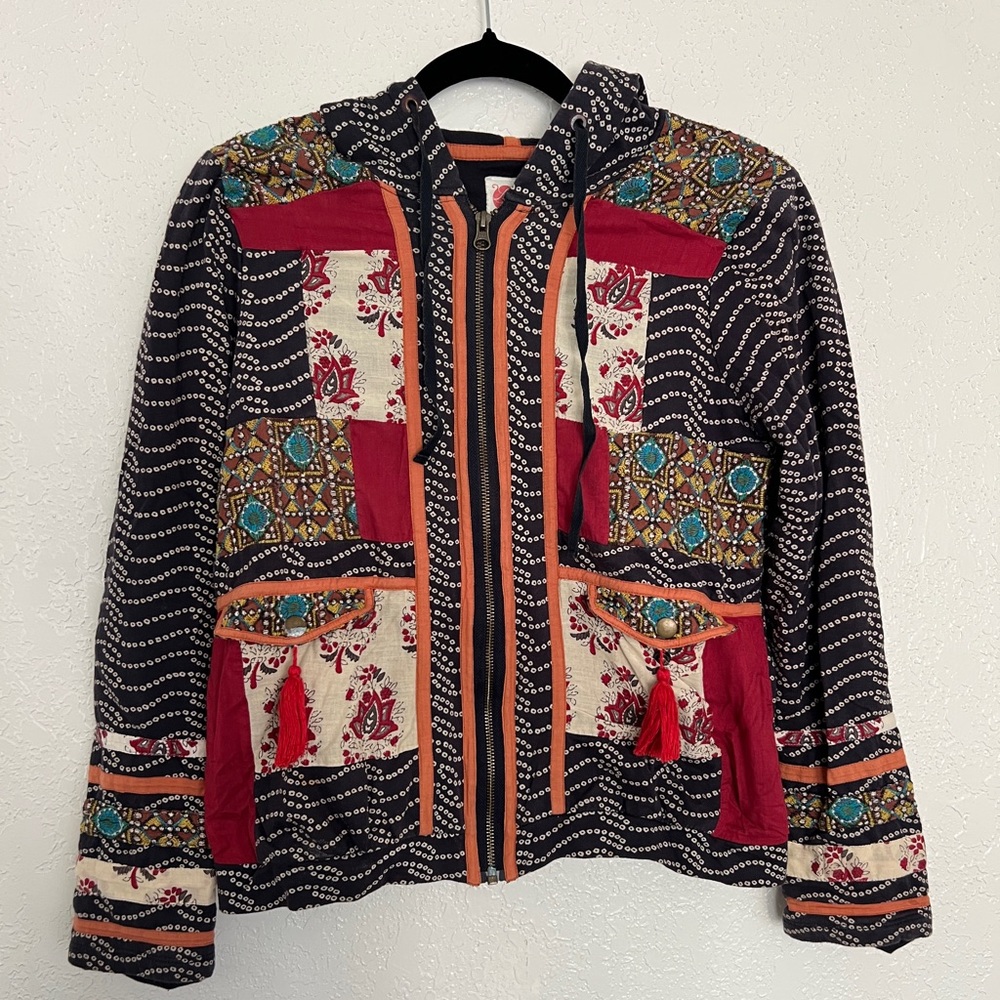 Anthropologie Lilka Patchscape Boho Zip Jacket Size S